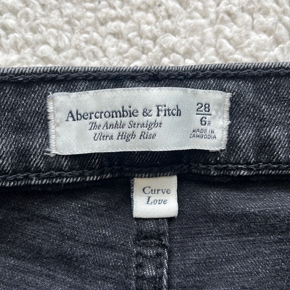 Abercrombie & Fitch The Ankle Straight High Rise Jeans 6 Black Wash Curve Love - Picture 3 of 8